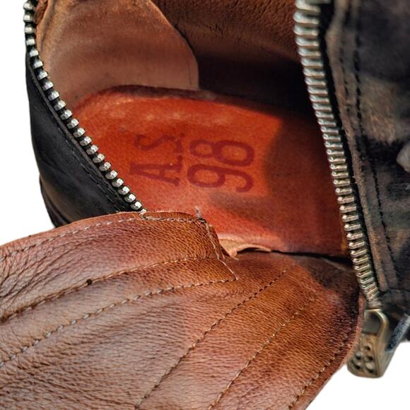 A.S 98 Black and Camo Combat Zippered Moto Biker Boots Size 36 US 6 - Picture 6 of 12